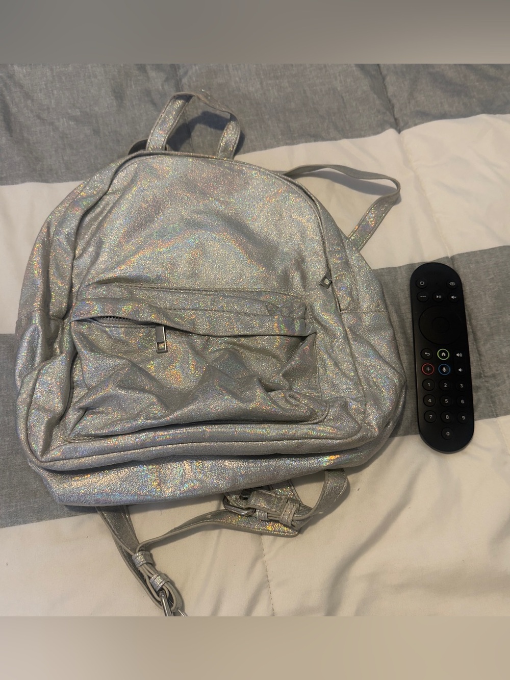 Holographic Silver Mini Backpack